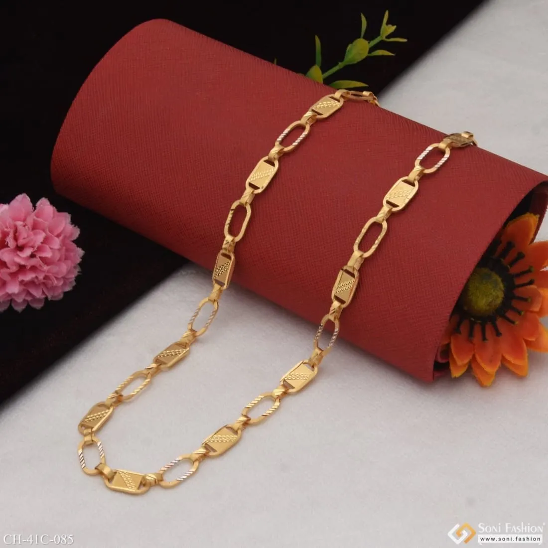 1 Gram Gold Forming Nawabi Exquisite Design High-Quality Chain for Men - Style C085