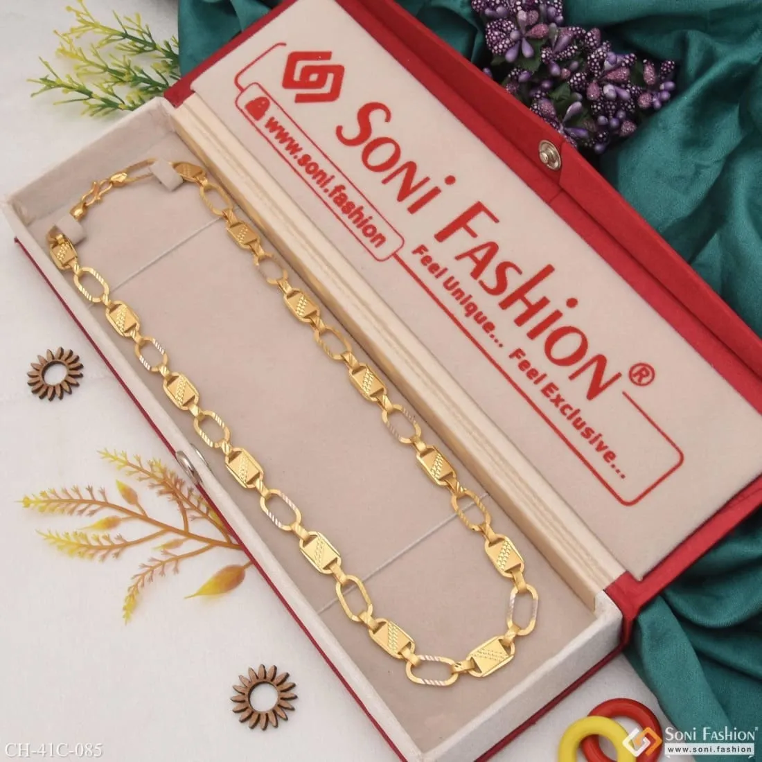 1 Gram Gold Forming Nawabi Exquisite Design High-Quality Chain for Men - Style C085