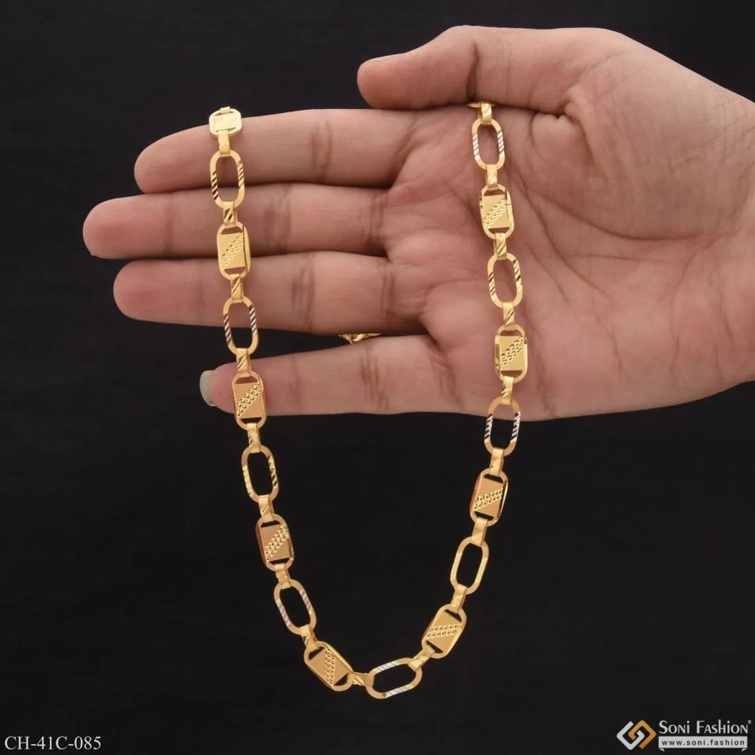1 Gram Gold Forming Nawabi Exquisite Design High-Quality Chain for Men - Style C085