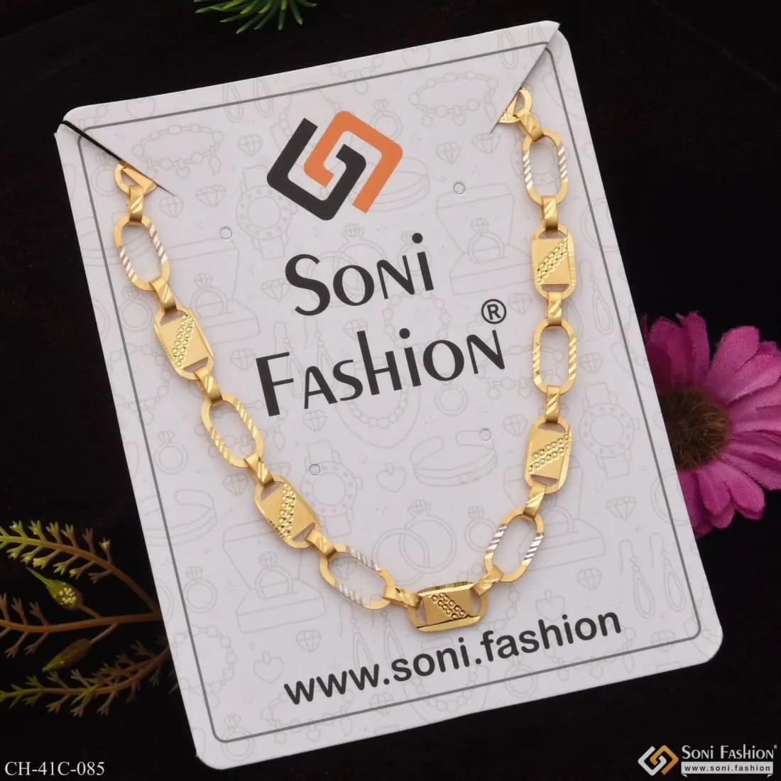 1 Gram Gold Forming Nawabi Exquisite Design High-Quality Chain for Men - Style C085