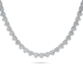 10k White Gold Round and Baguette Diamond Heart Necklace 7.70 ctw