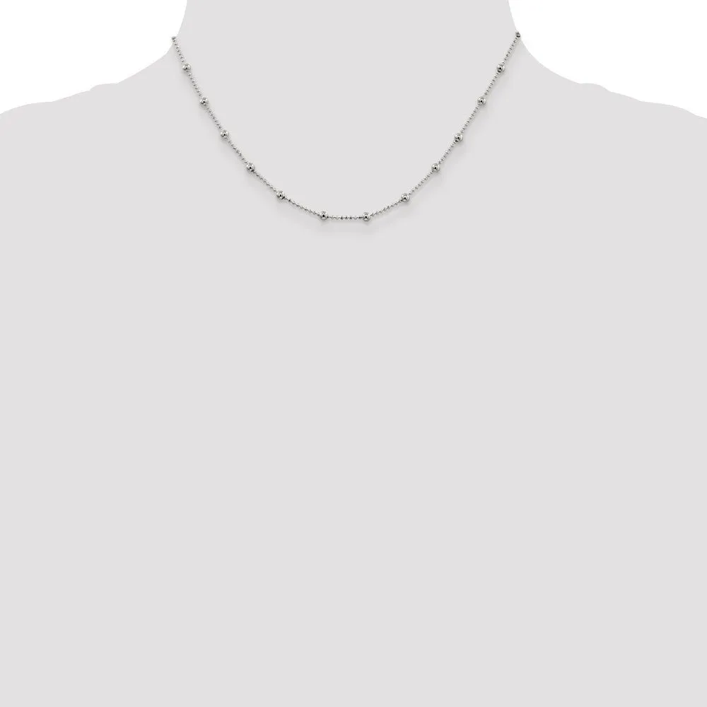 1.15mm, Sterling Silver Diamond Cut Fancy Beaded Chain Necklace