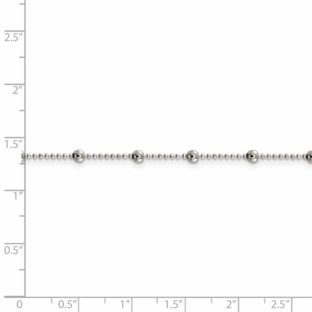 1.15mm, Sterling Silver Diamond Cut Fancy Beaded Chain Necklace
