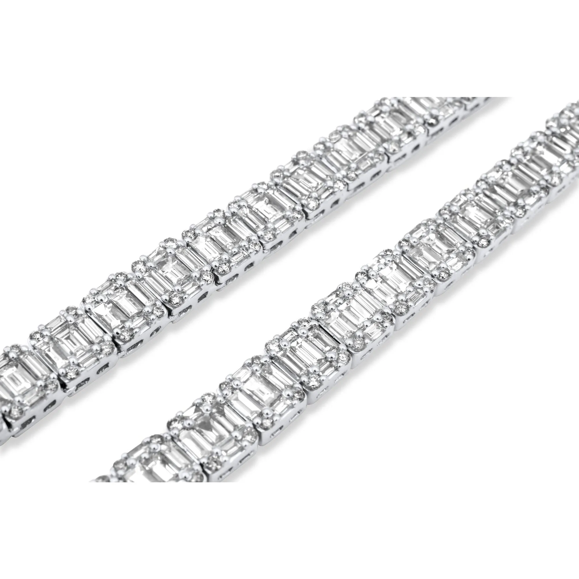 14k White Gold Baguette Diamond Chain 24.04ctw