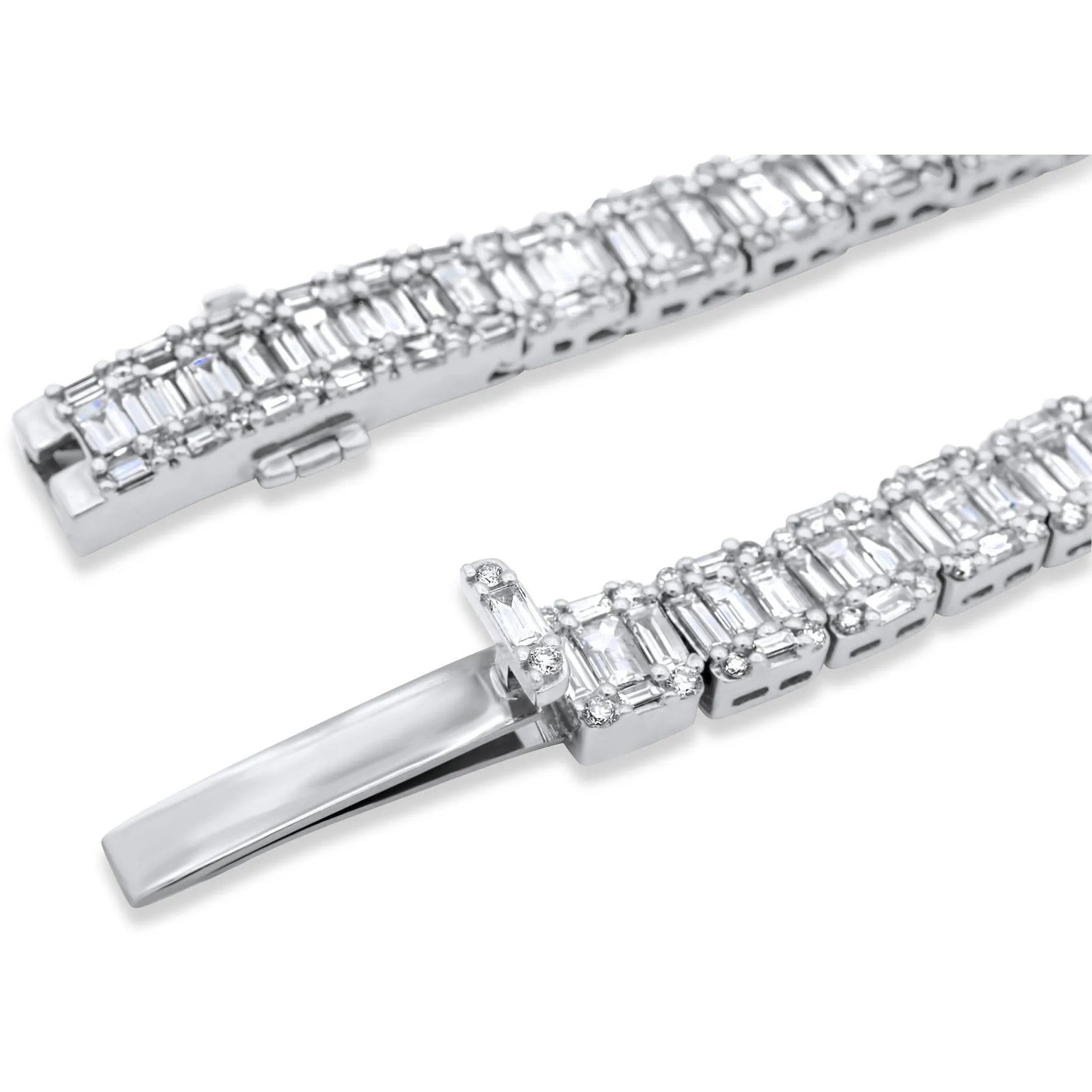 14k White Gold Baguette Diamond Chain 24.04ctw