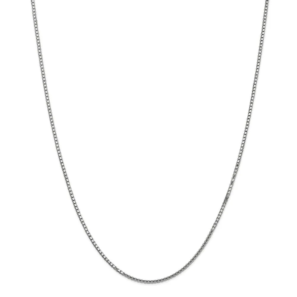 1.5mm, 14k White Gold, Box Chain Necklace