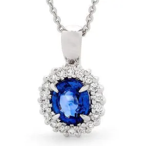 18ct White Gold Diamond and Sapphire Round Pendant MM6N49W-18DS