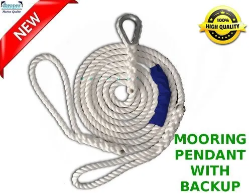 5/8 x 10 DriftProof Mooring Pendant with Backup Line. 3 Strand 100% Nylon rope with Thimble.  Made in USA  *****LAUNCH OFFER*****