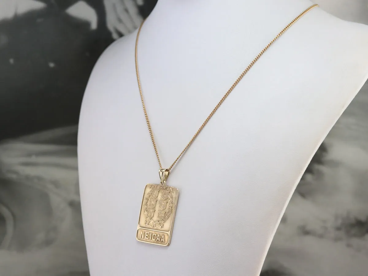 Antique Gold N.E.I.C.A.A. Freshmen Pendant