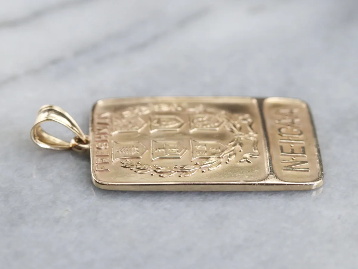 Antique Gold N.E.I.C.A.A. Freshmen Pendant