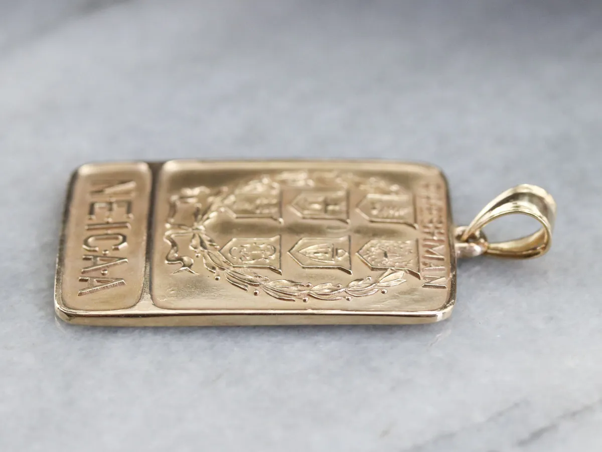Antique Gold N.E.I.C.A.A. Freshmen Pendant