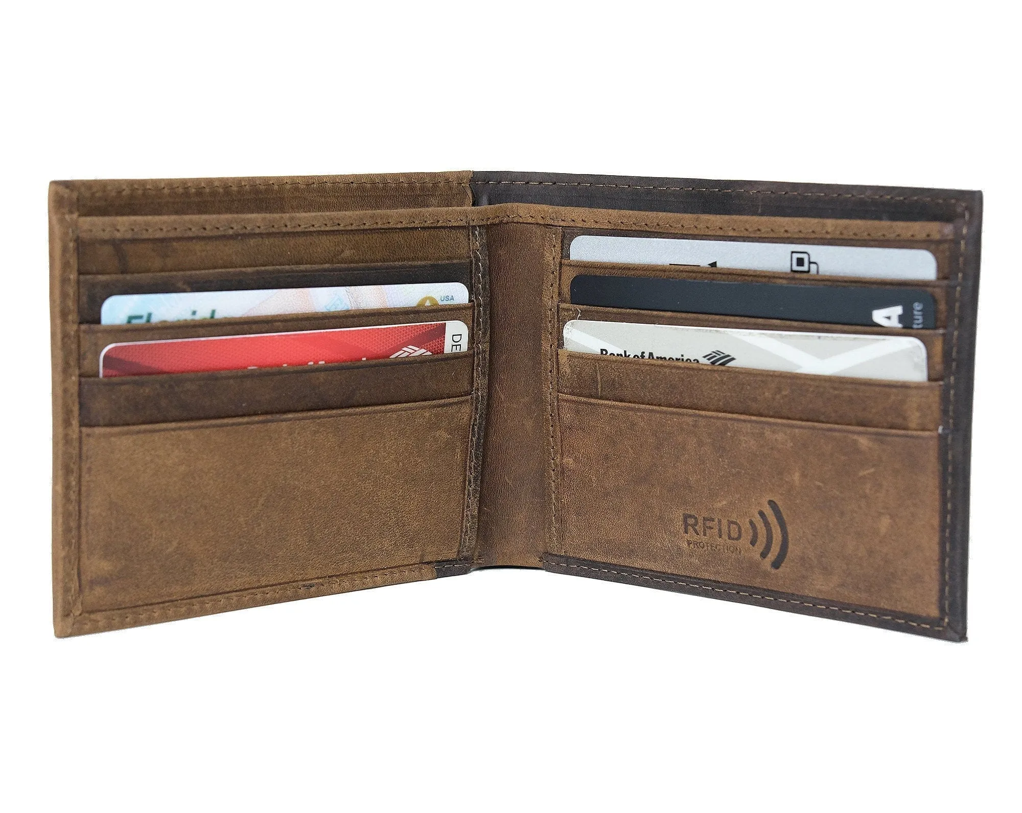 Bifold Monogrammed Personalized Leather Mens Wallet RFID Blocking Boyfriend Birthday Gift 1 Year Anniversary Gifts for Him Travel for Women