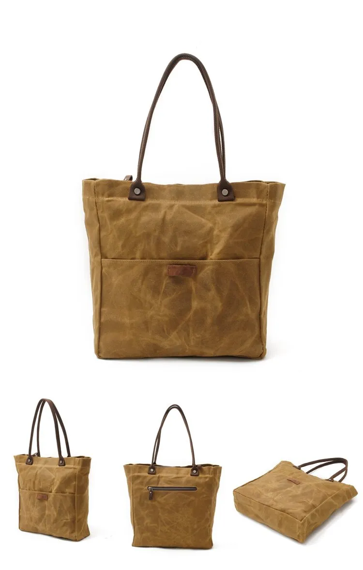 Casual Canvas Leather Black Ladies Mens Shopping Bag Tote Bag Shoulder Bag Tote Purse For Women