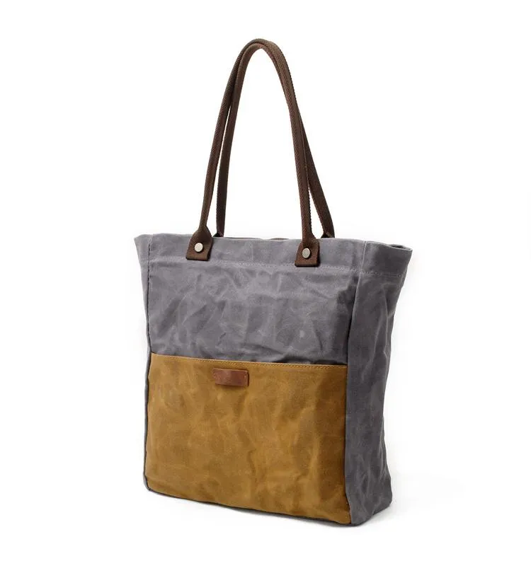 Casual Canvas Leather Black Ladies Mens Shopping Bag Tote Bag Shoulder Bag Tote Purse For Women