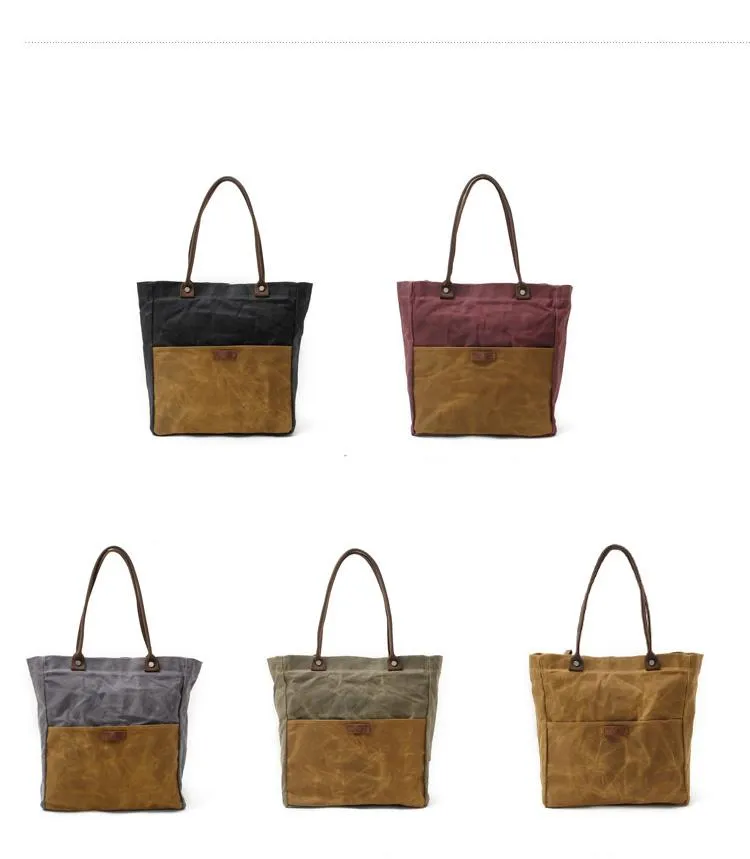 Casual Canvas Leather Black Ladies Mens Shopping Bag Tote Bag Shoulder Bag Tote Purse For Women