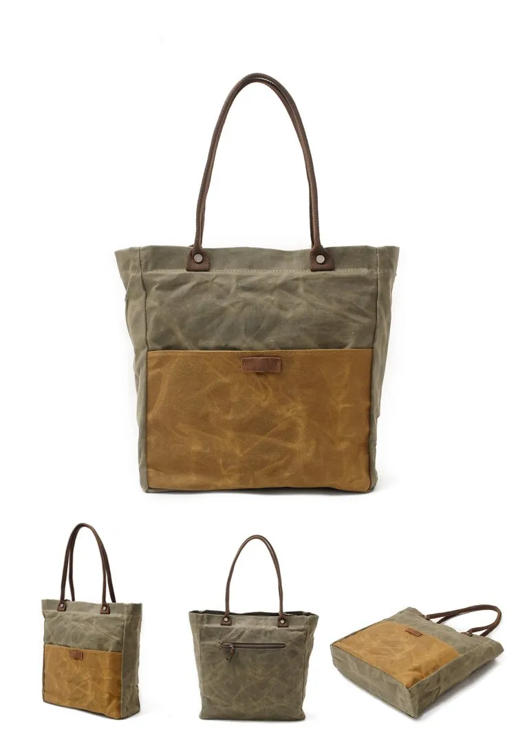 Casual Canvas Leather Black Ladies Mens Shopping Bag Tote Bag Shoulder Bag Tote Purse For Women