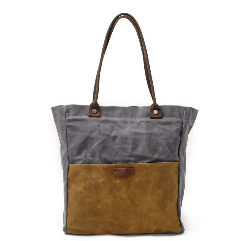 Casual Canvas Leather Black Ladies Mens Shopping Bag Tote Bag Shoulder Bag Tote Purse For Women