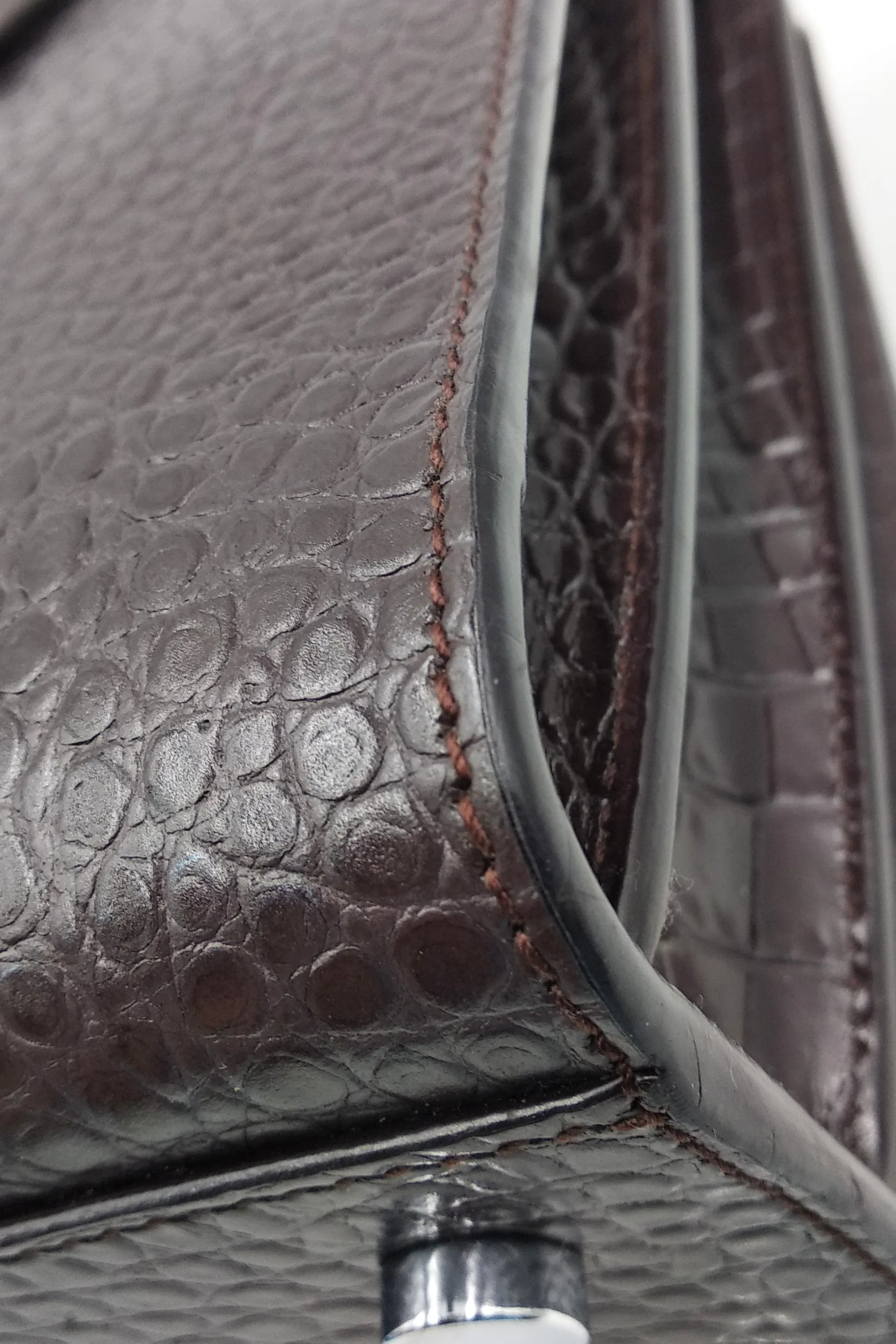 Classic Baby Sac De Jour Crocodile Embossed Dark Brown