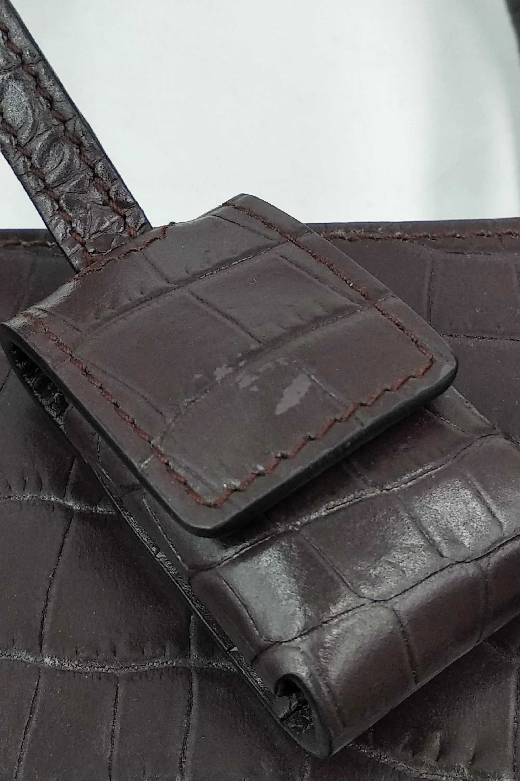 Classic Baby Sac De Jour Crocodile Embossed Dark Brown
