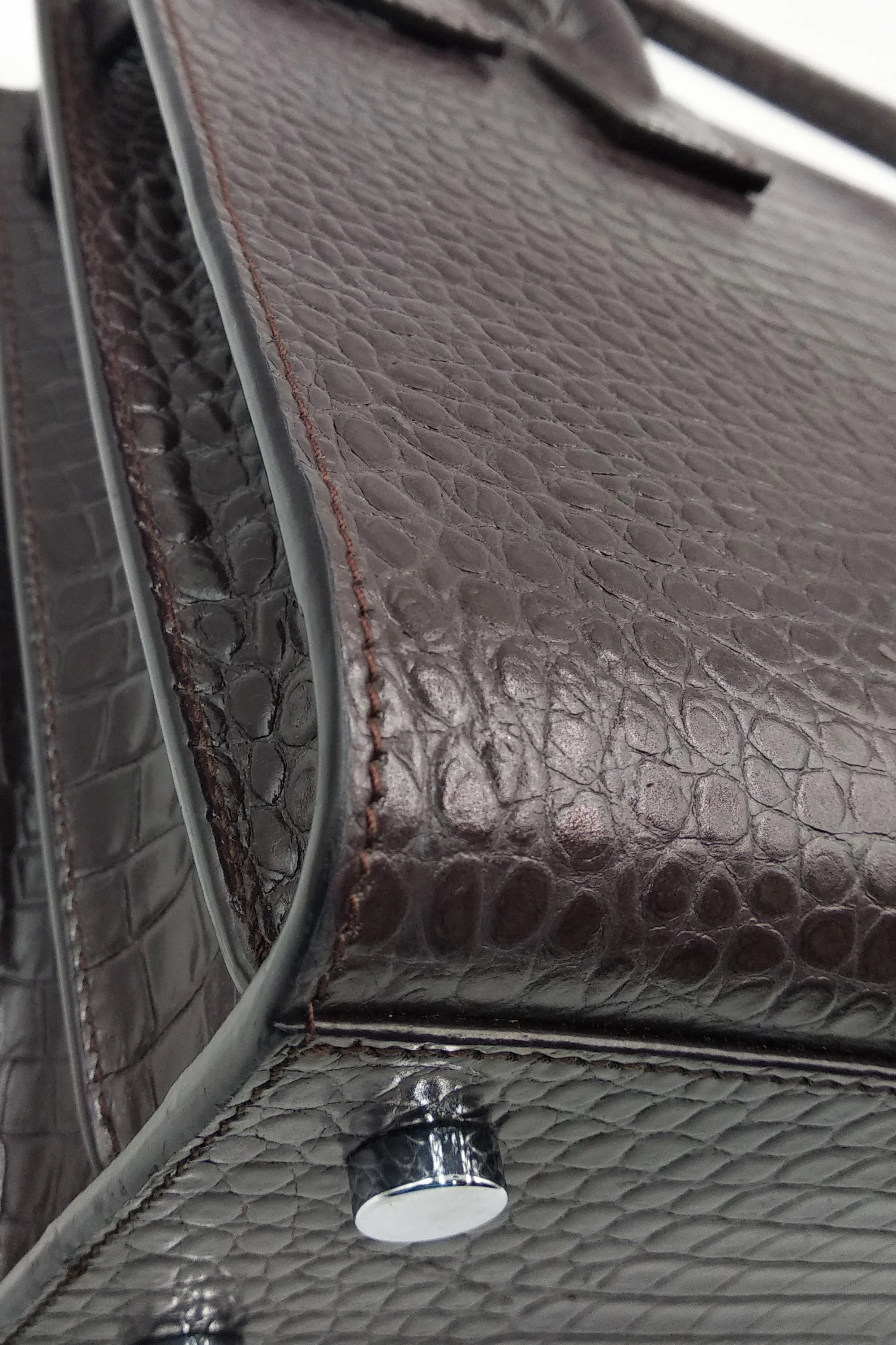 Classic Baby Sac De Jour Crocodile Embossed Dark Brown