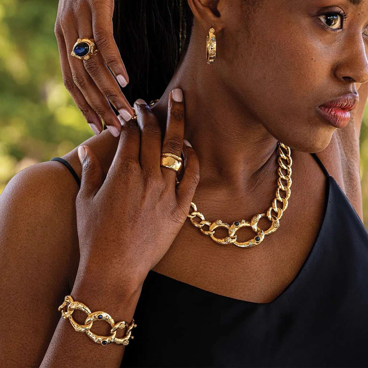 Cleopatra Chain Necklace - Gold/Blue Labradorite