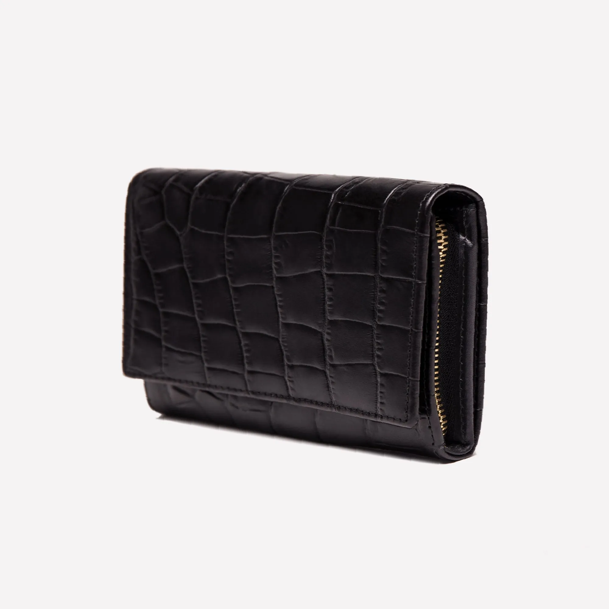 Croco Midi Flap-Over Purse