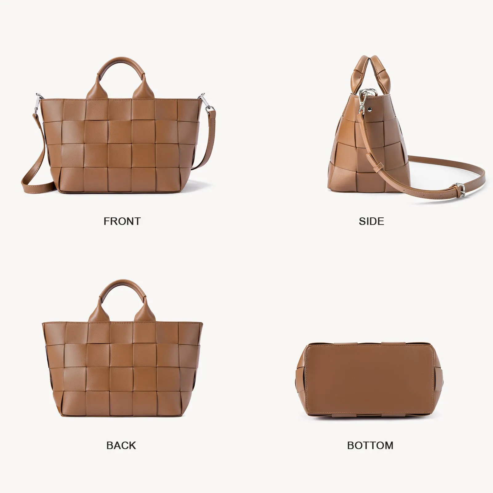 Cruze Handcrafted Woven Leather Tote Bag For Women : Boho Beauty