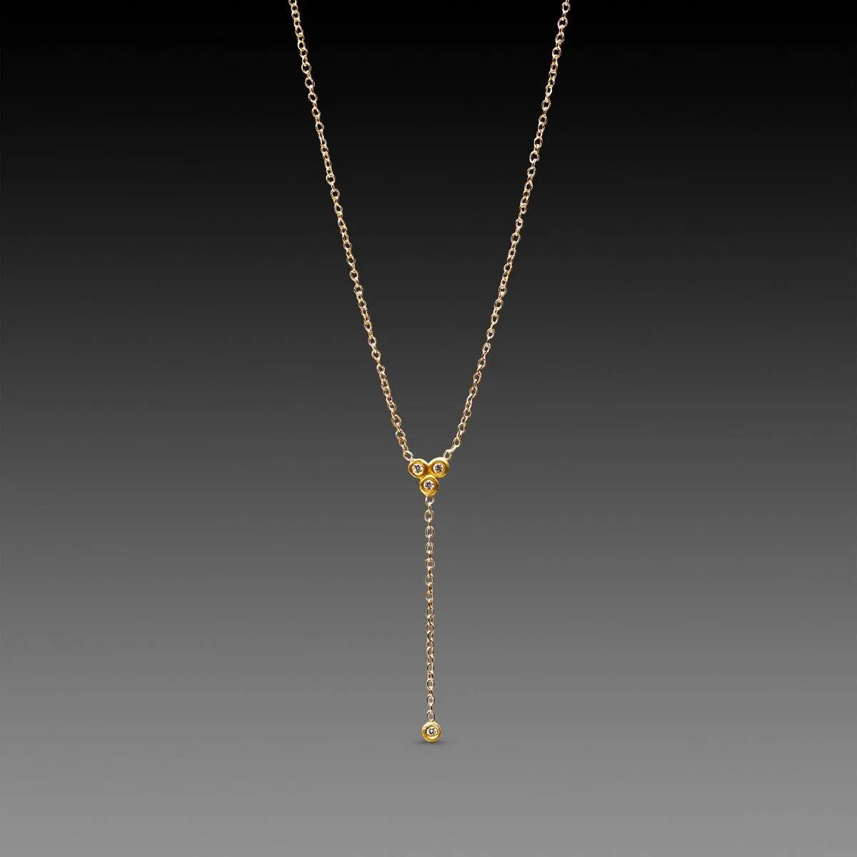 Delicate Diamond Trio Necklace with Diamond Drop