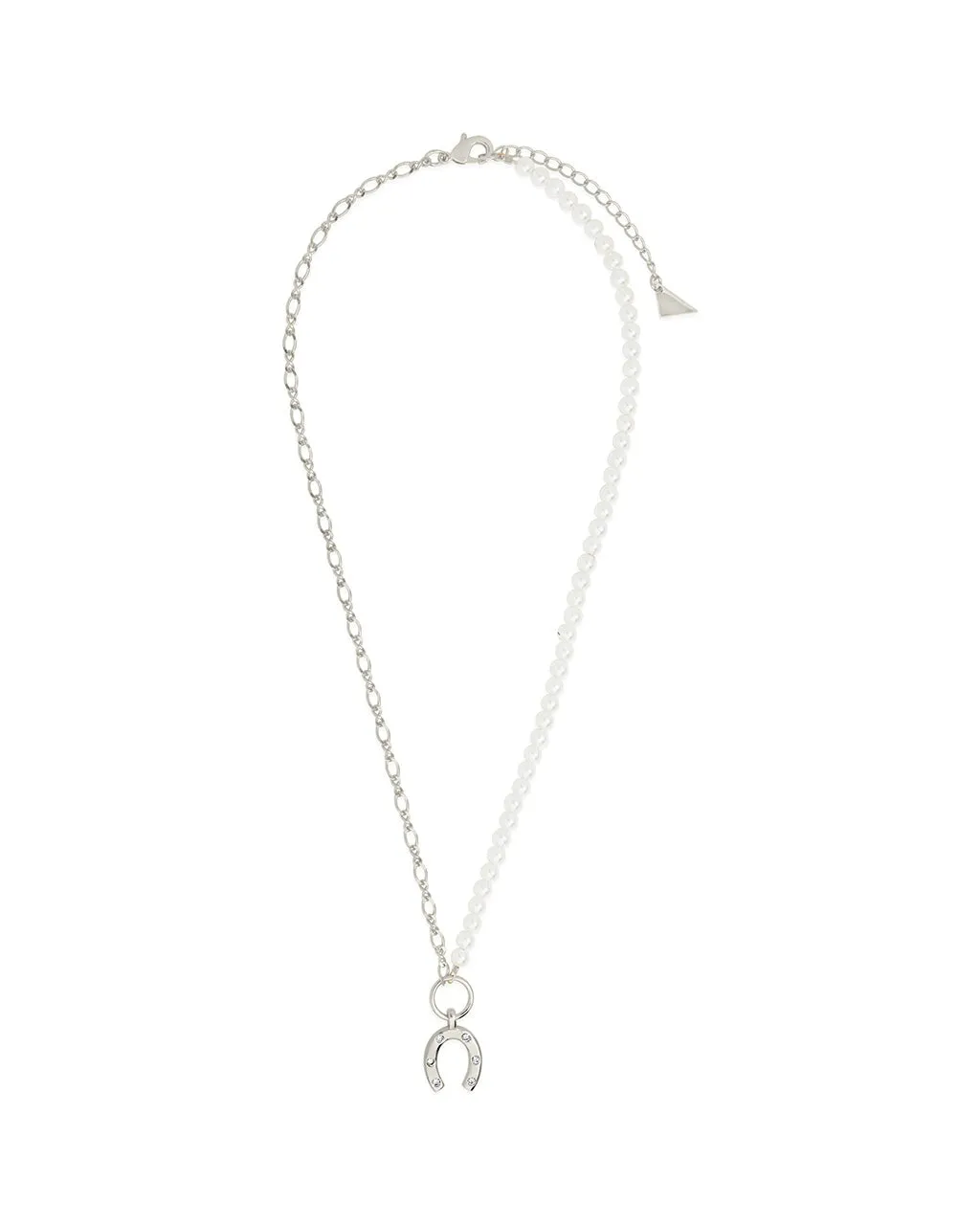 Elva Pearl CZ Horsehoe Necklace