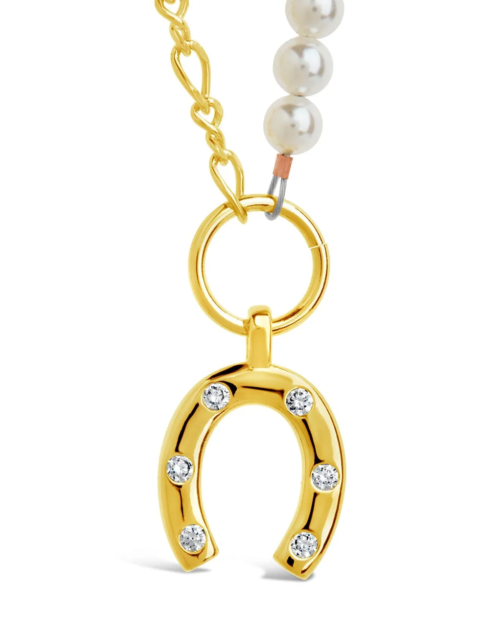 Elva Pearl CZ Horsehoe Necklace