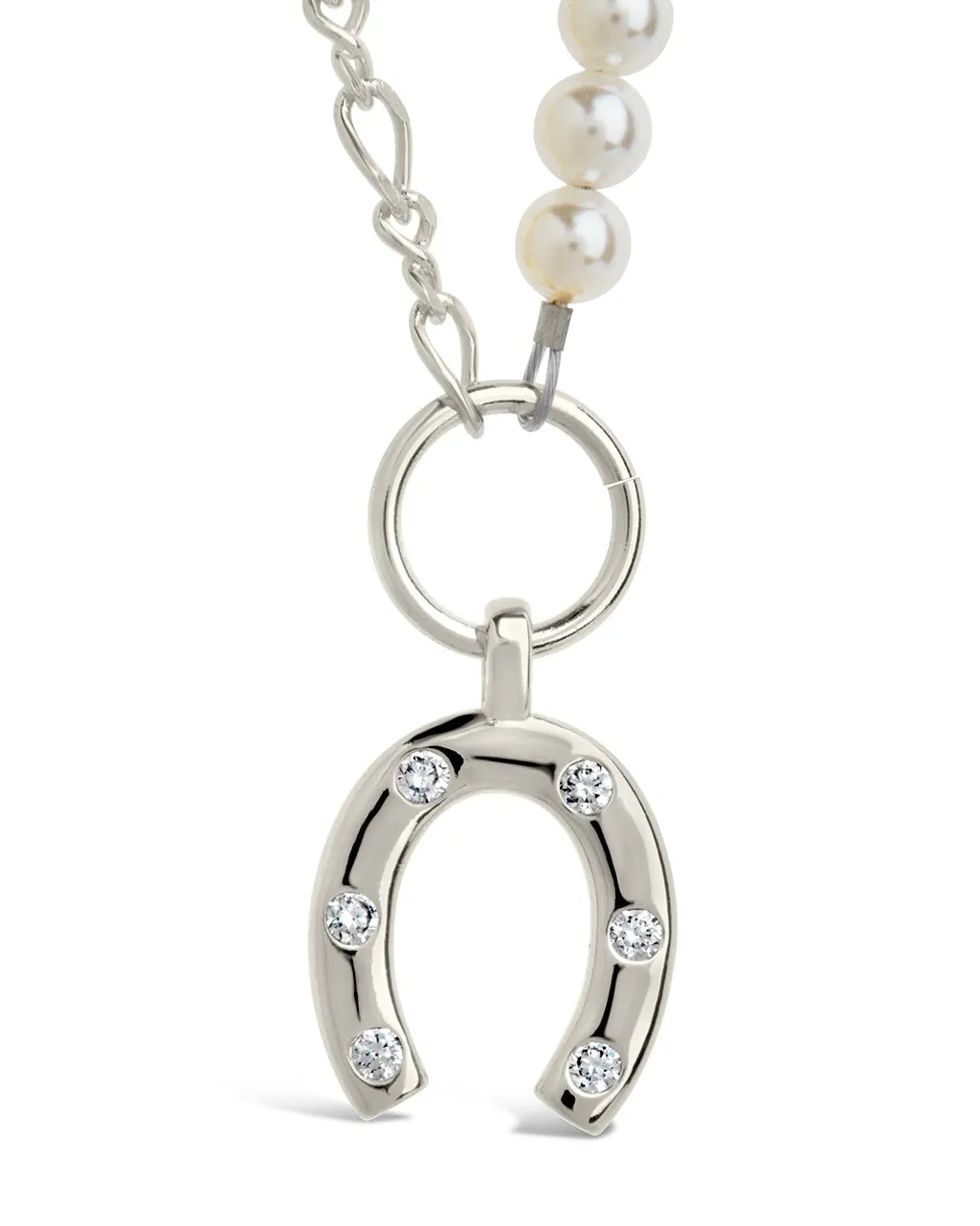 Elva Pearl CZ Horsehoe Necklace