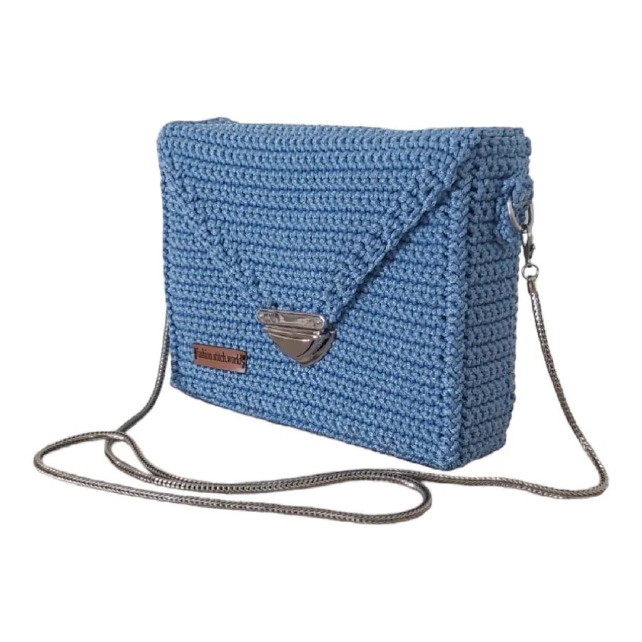 Fashion Stitch Women's Small Blue Crochet Cross Bag For Ladies