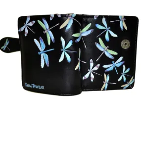 Flying Dragonflies in Black Small Wallet