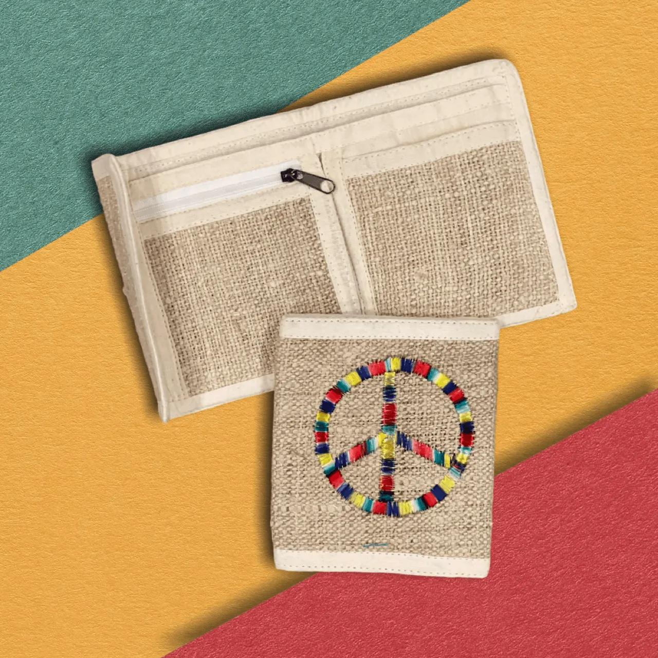 Hemp Bi-fold Wallet - Rainbow Peace Symbol