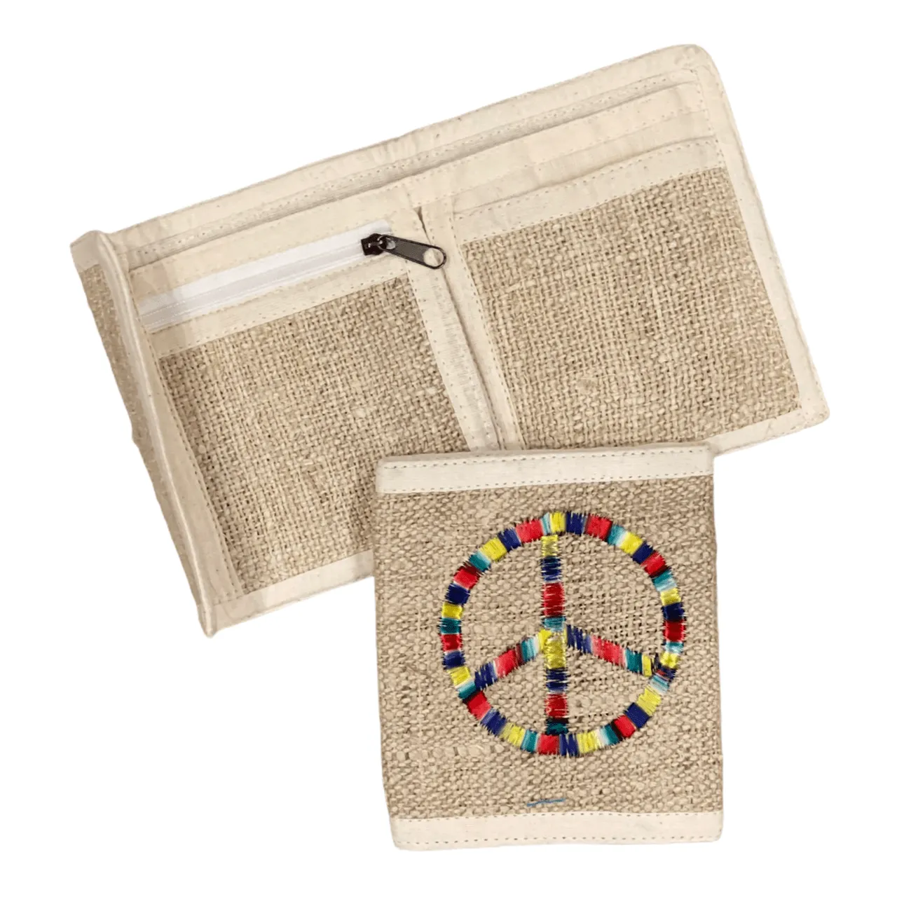 Hemp Bi-fold Wallet - Rainbow Peace Symbol