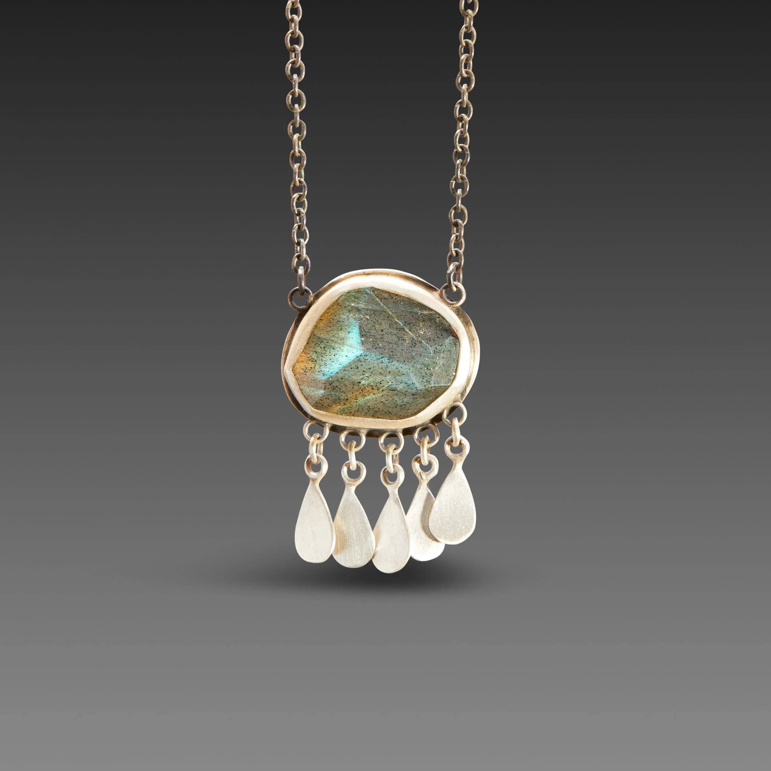 Labradorite and Silver Fringe Necklace