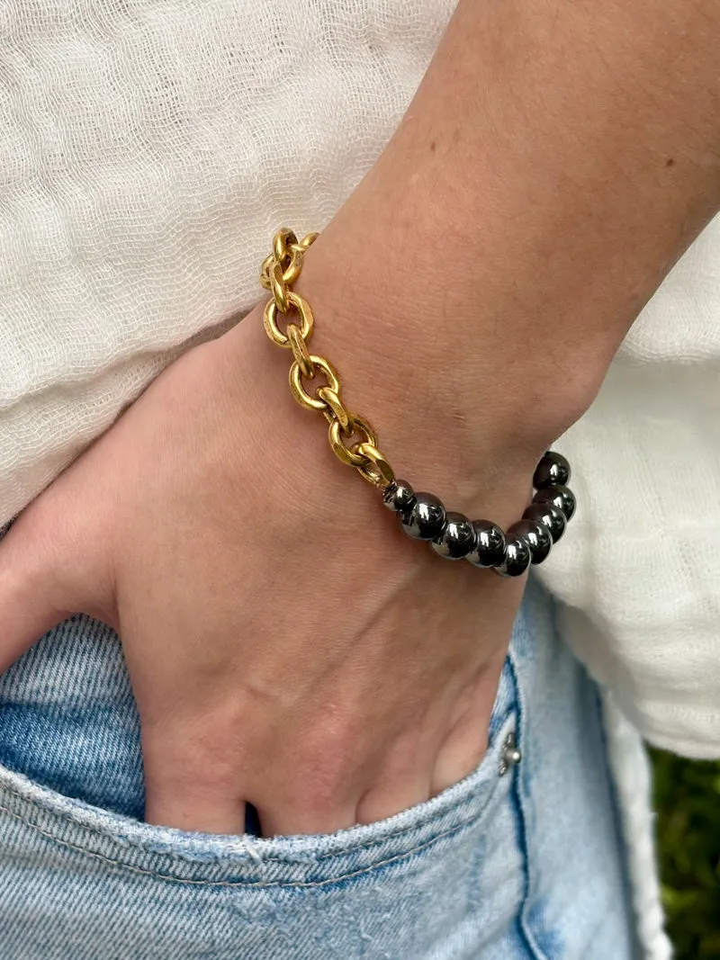 Lady Liberty Stretch Bracelet - Gold/Hematite