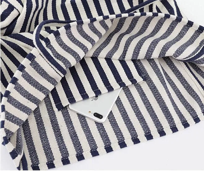Large Capacity Striped Canvas Tote Bag