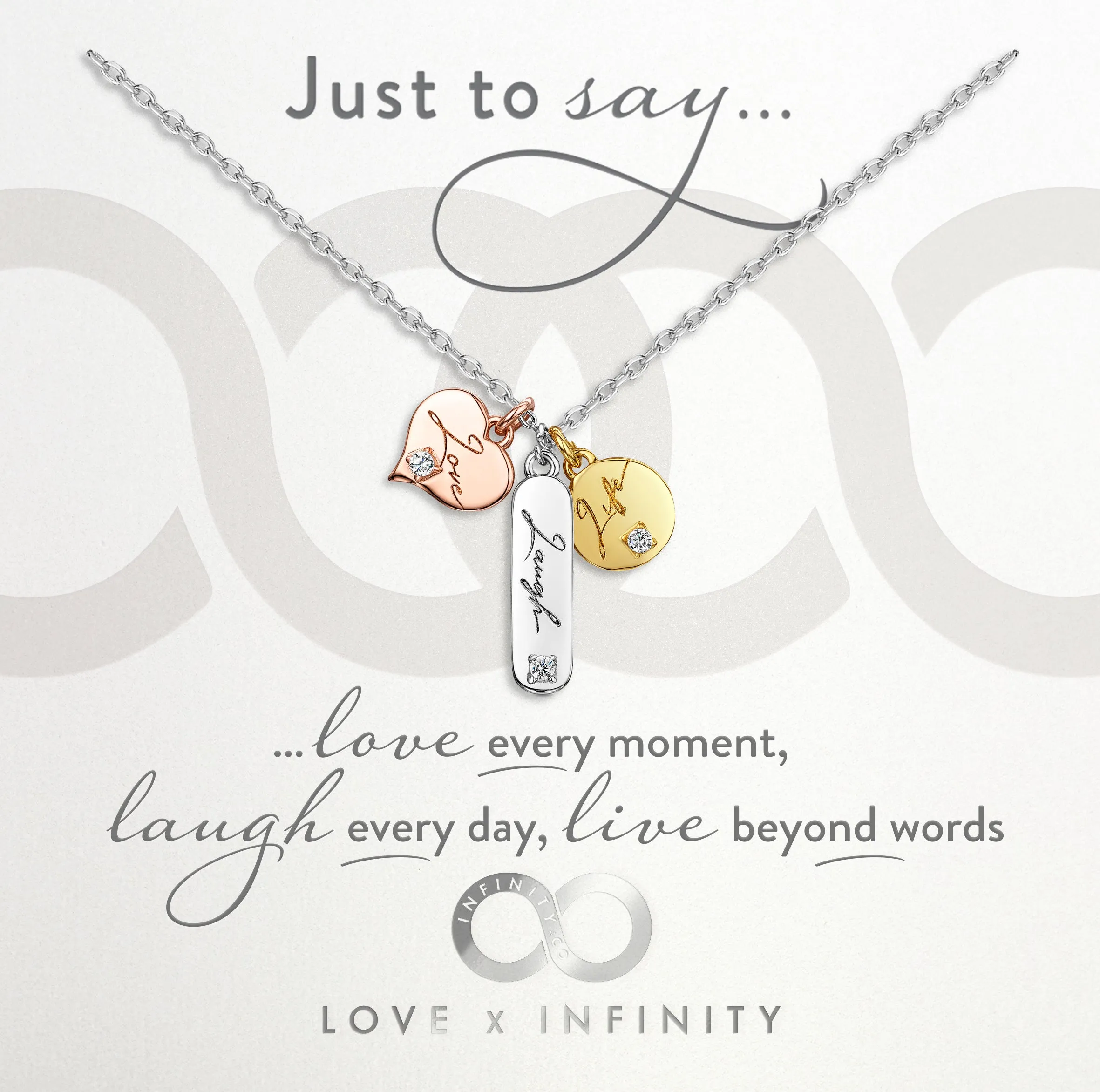 LXI Live, Laugh, Love Pendant- Rhodium