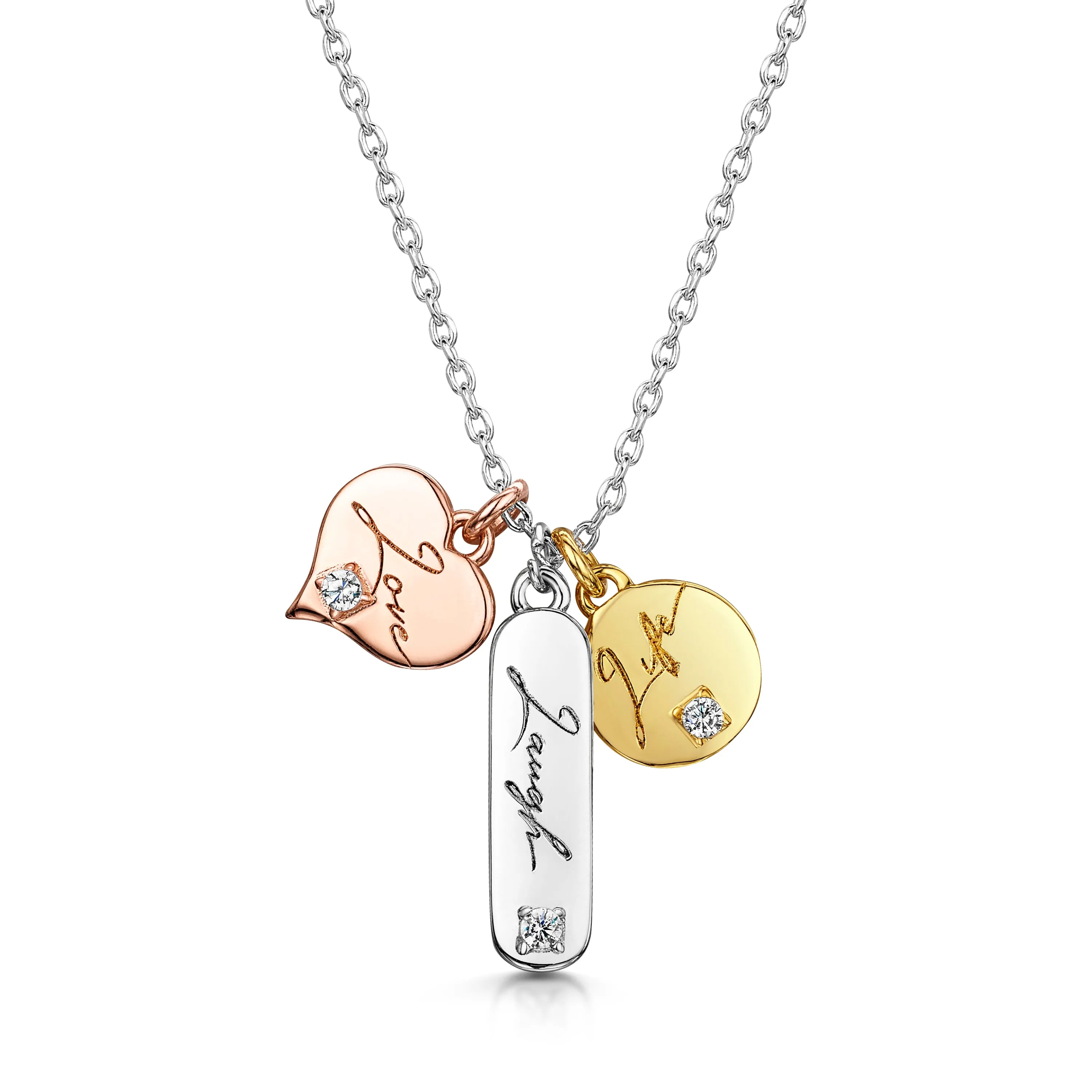 LXI Live, Laugh, Love Pendant- Rhodium