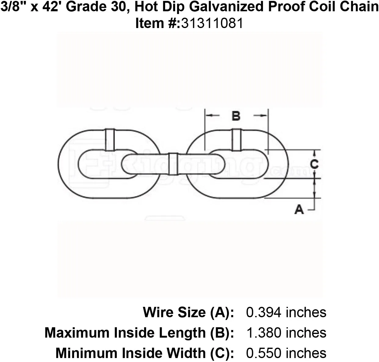 Lynx Grade 30 Hot Dip Galvanized Chain
