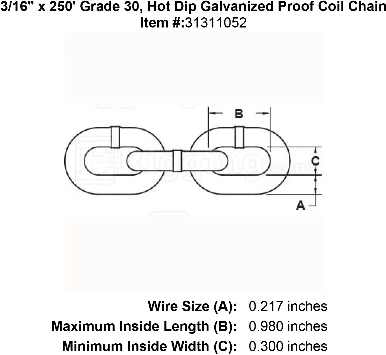 Lynx Grade 30 Hot Dip Galvanized Chain