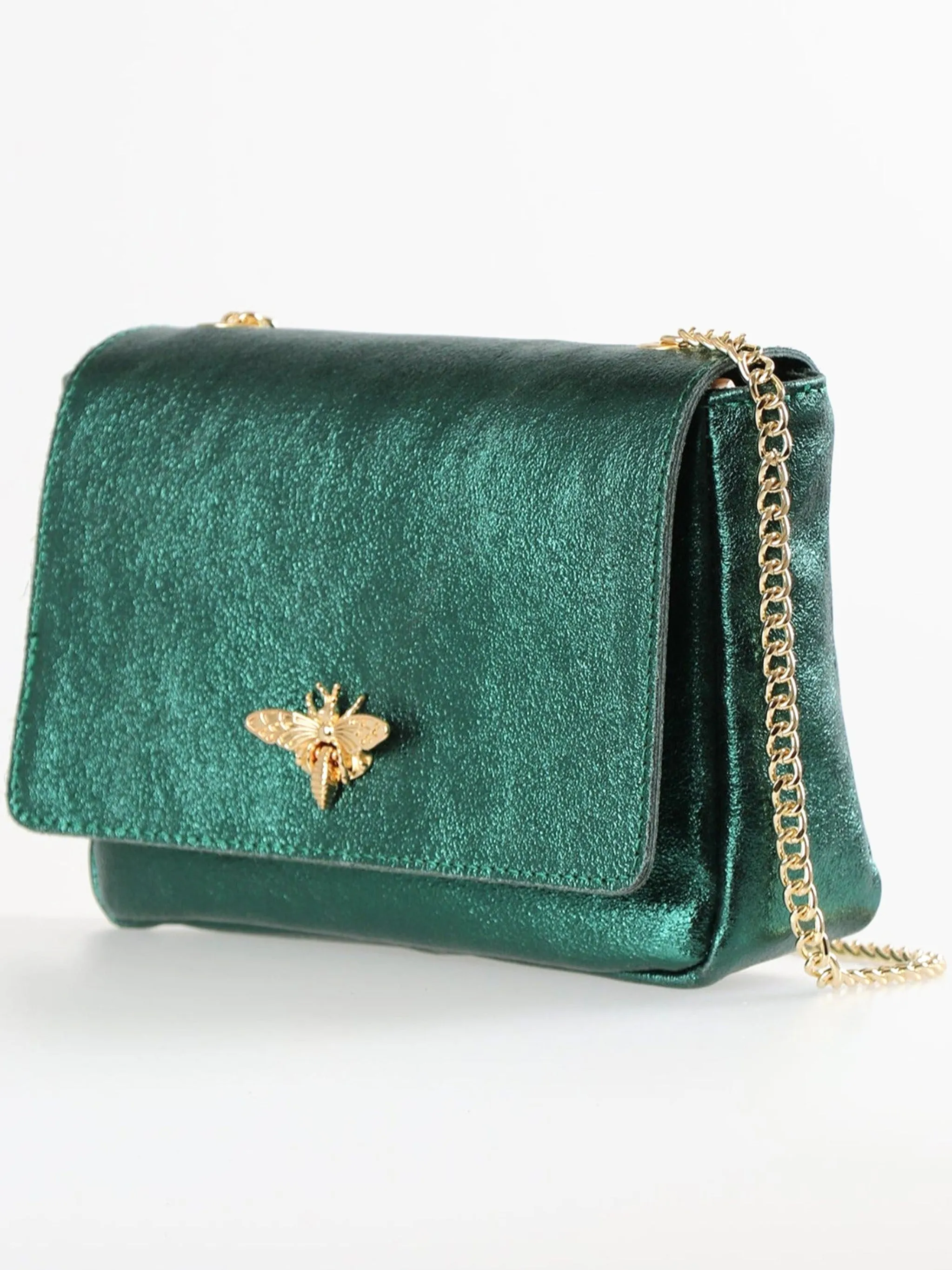 Maisie Crossbody Bag - Emerald Green, Metallic