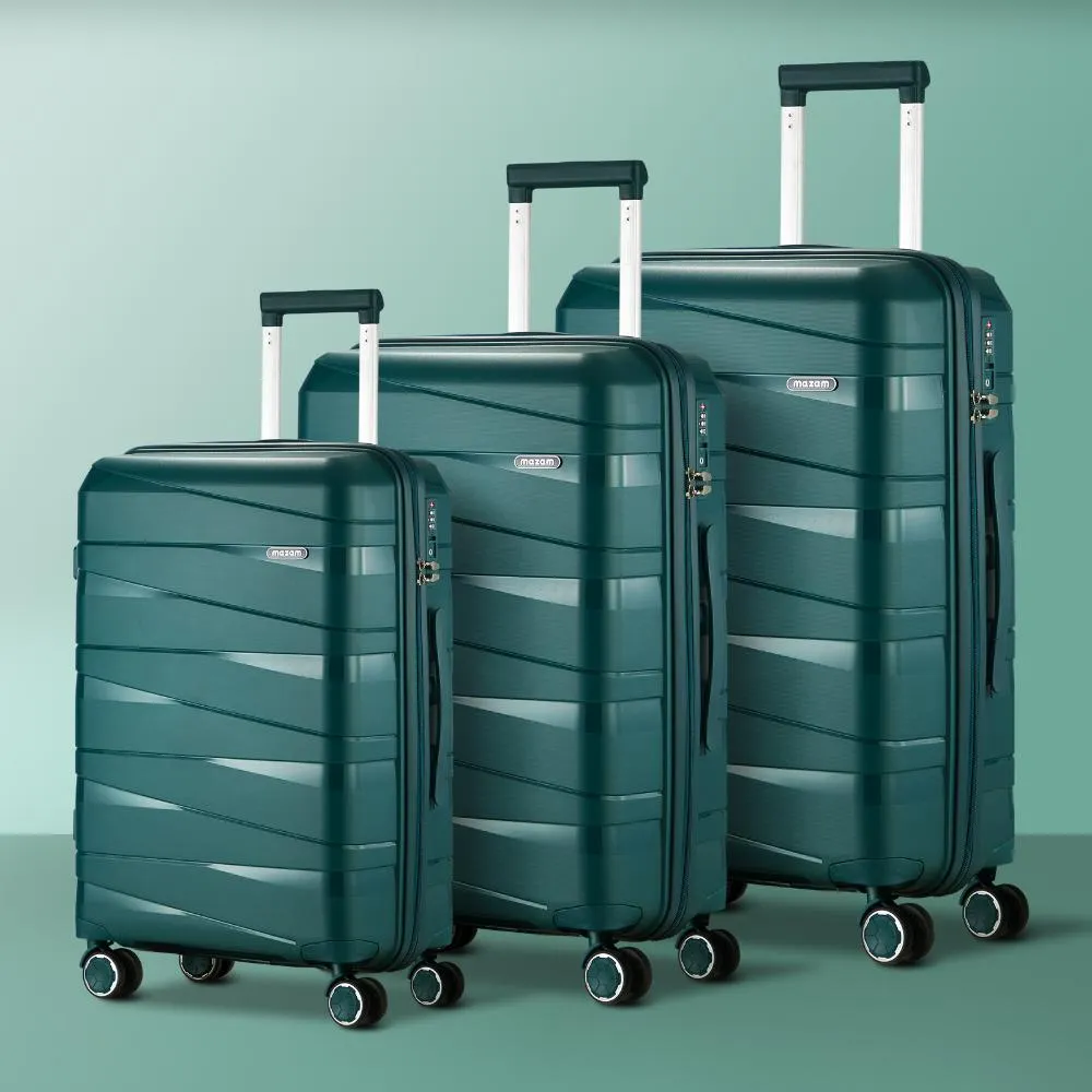 Mazam 3PCS Luggage Set Travel TSA Lock PP Case Green