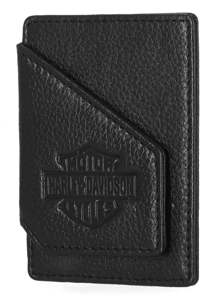 Men's Bar & Shield Core Pebble Card Case Wallet