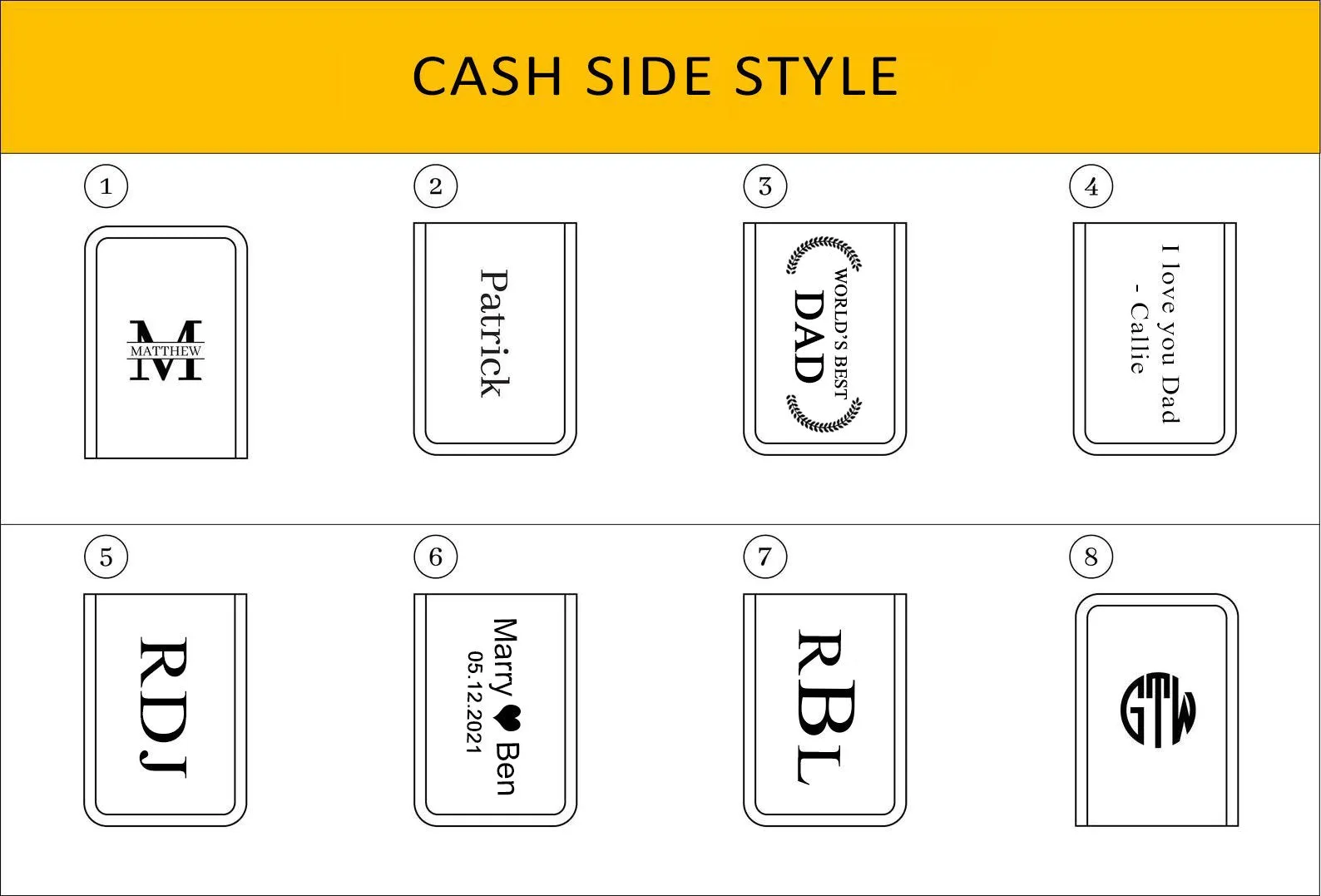 Money Clip Wallet, Personalized Leather Money Clip, Mens Money Clip Engraved MC01