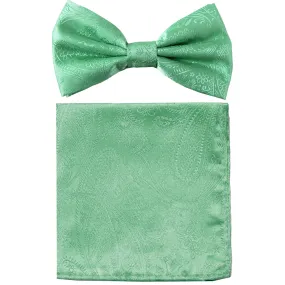 New formal men's pre tied Bow tie & hankie set paisley pattern wedding