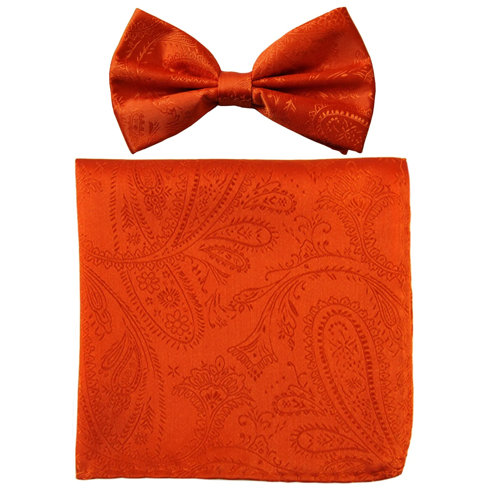 New formal men's pre tied Bow tie & hankie set paisley pattern wedding