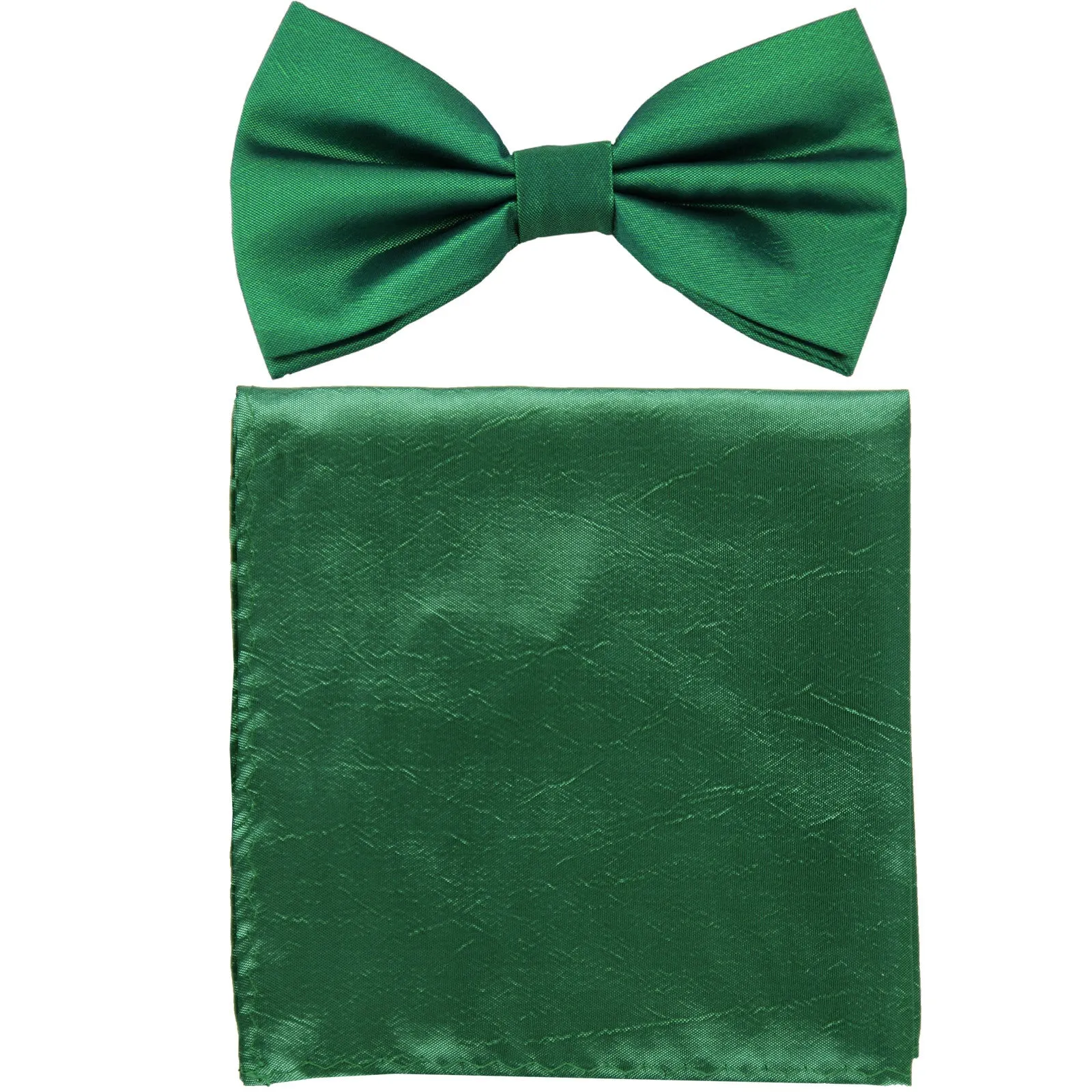 New formal men's pre tied Bow tie & Pocket Square Hankie chinz solid