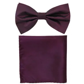 New formal men's pre tied Bow tie & Pocket Square Hankie chinz solid